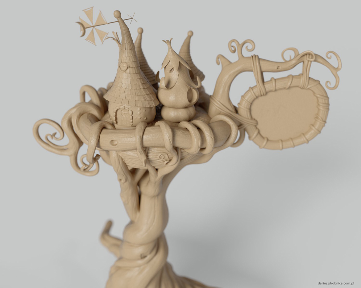 Pixie Hollow Sign high poly sculpt