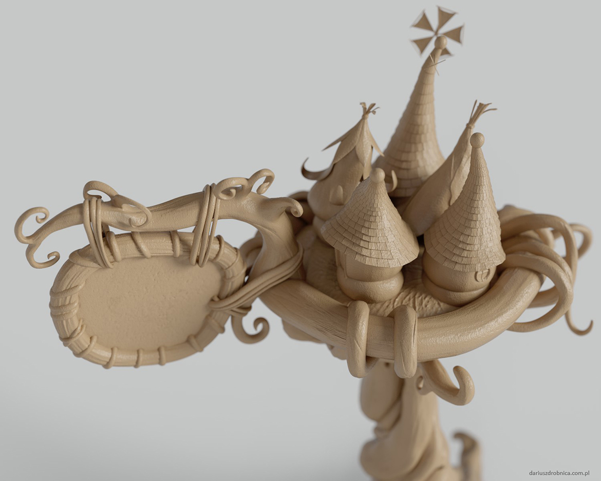 Pixie Hollow Sign high poly sculpt